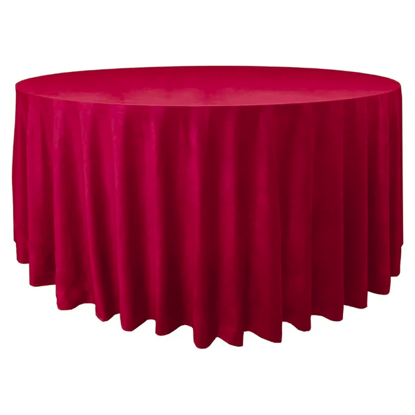 Скатерть велюр, круглая, Малиново-красный - Фото 1