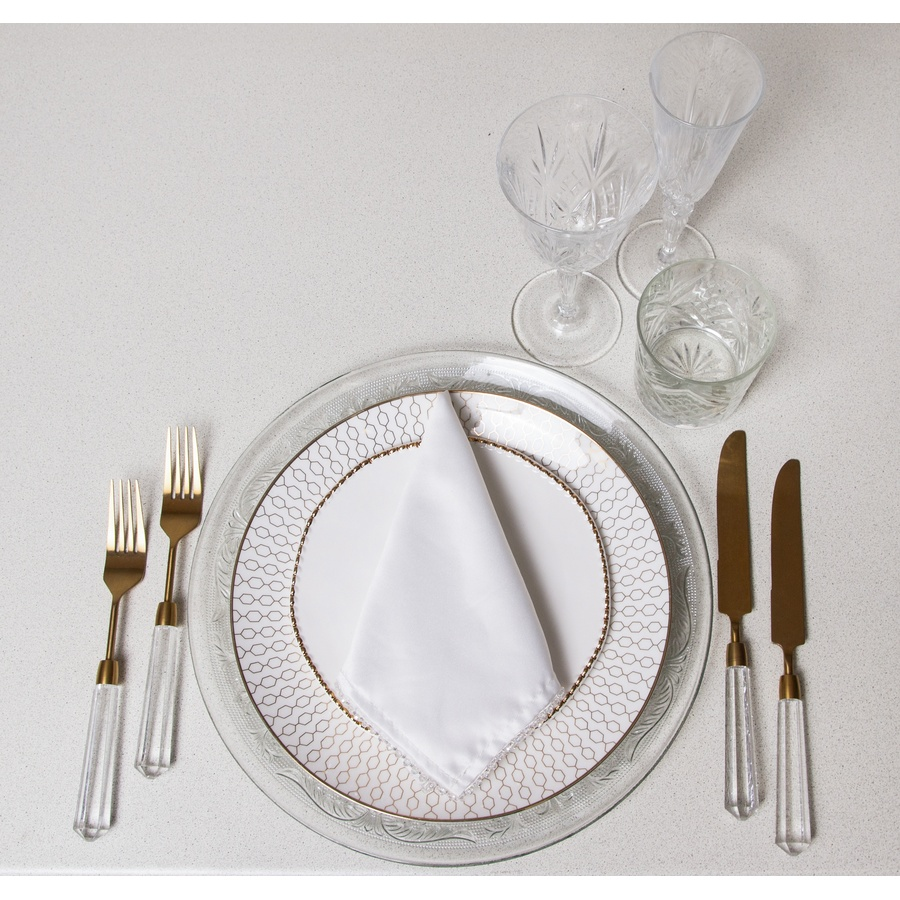 Салфетка Сатин Премиум, белая с бусинами - Фото миниатюра 4