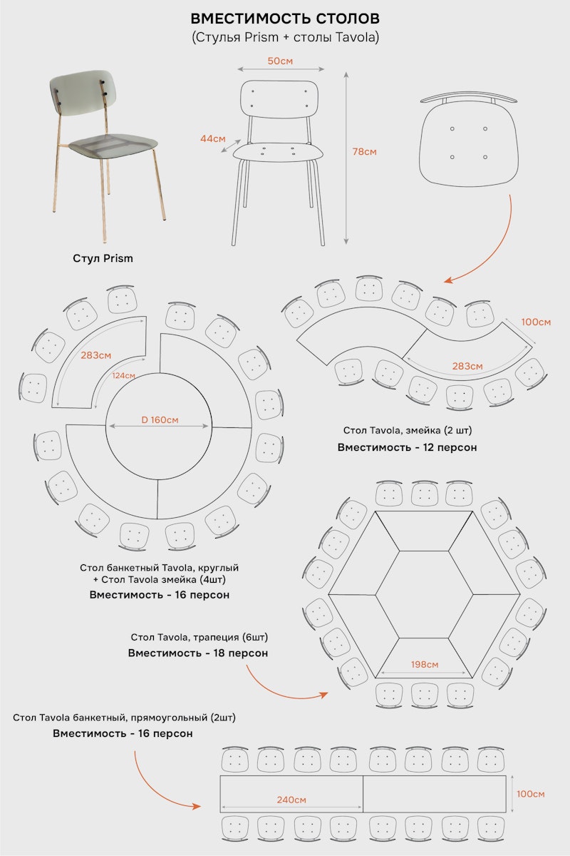 Стол Тавола, трапеция глубиной 86 см, 1 модуль