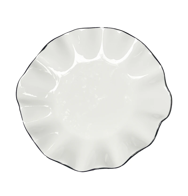 Порционная тарелка Лотос с черной каймой М