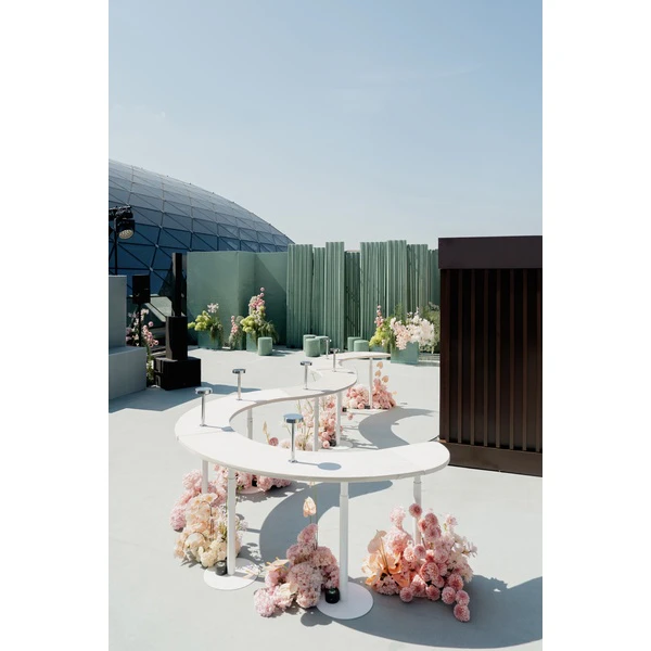 Стол коктейльный Твист Лепесток, Рафаэлло + Кремовый бисквит  (телескопическая нога) - Фото 5