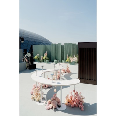 Стол коктейльный Твист Лепесток, Рафаэлло + Кремовый бисквит  (телескопическая нога) - изображение 5