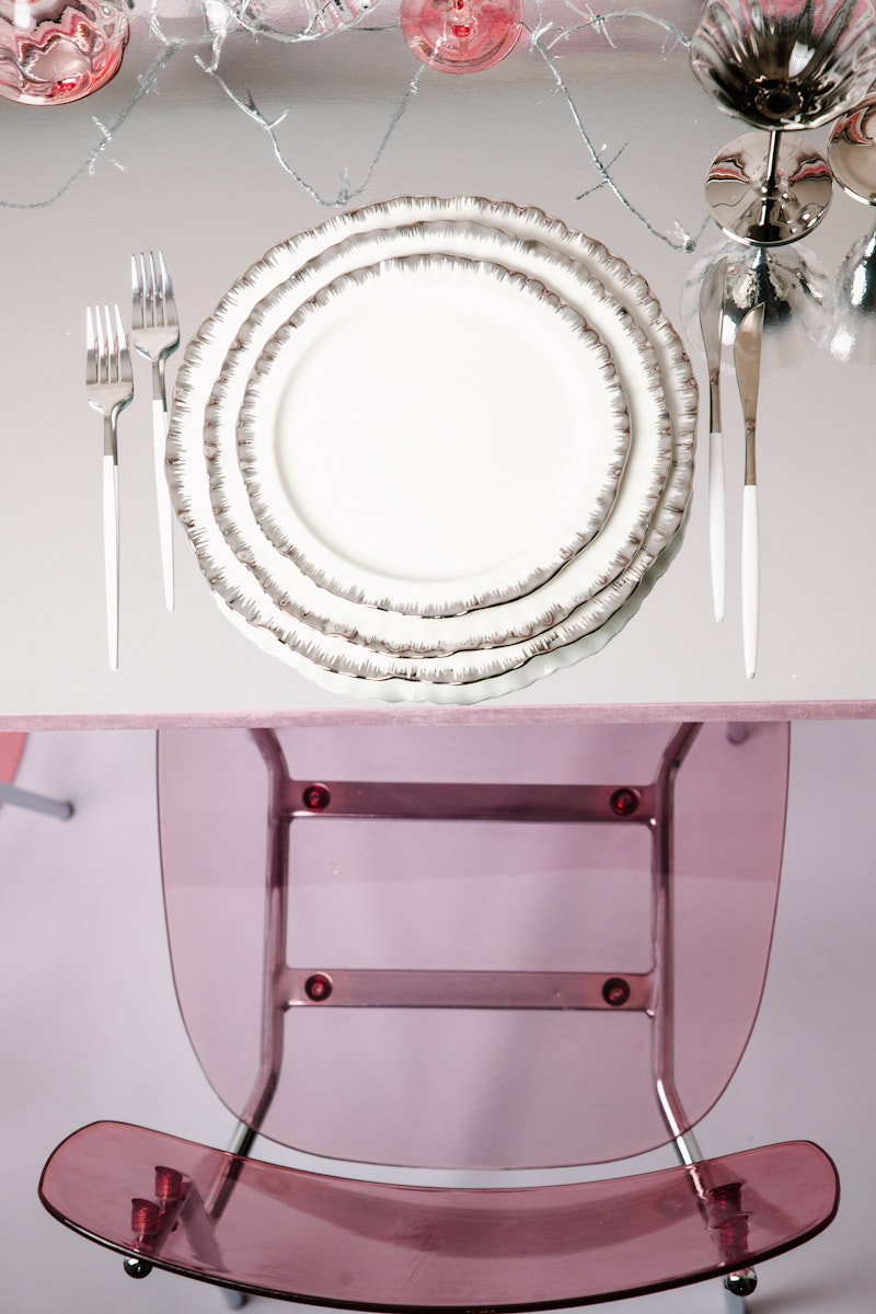 Столовые приборы Гоа бело-серебряные, сет 4 предмета