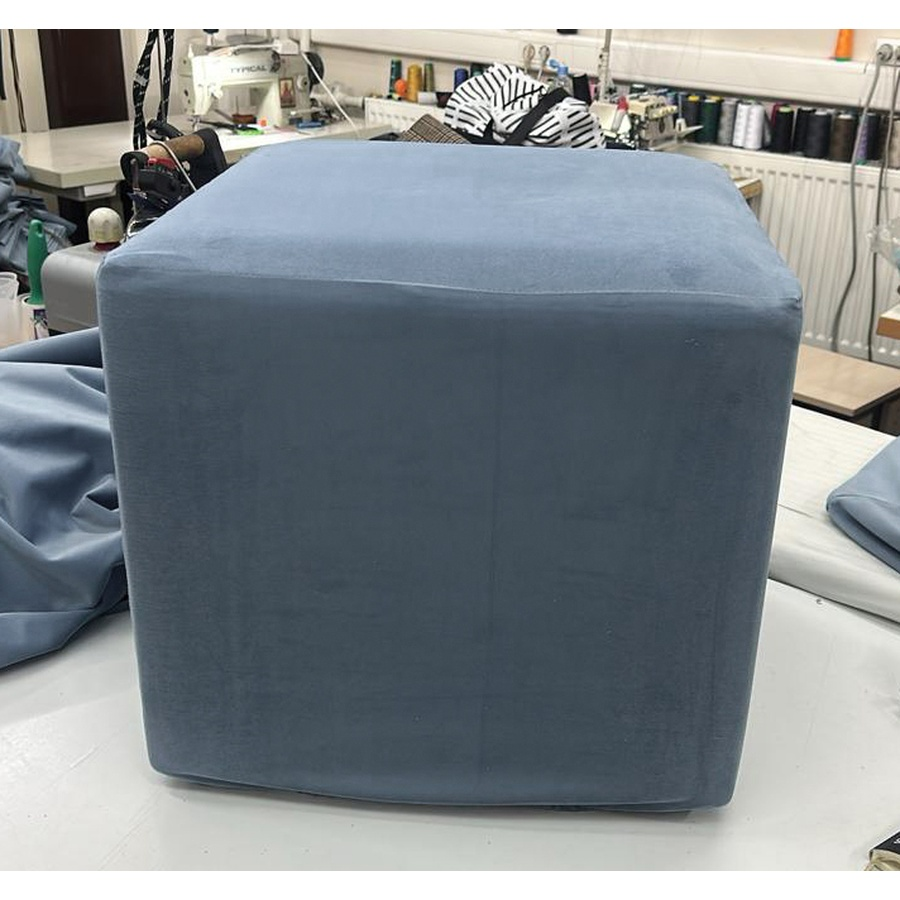 Пуф квадратный Точка, велюр, Голубой - Фото миниатюра 2