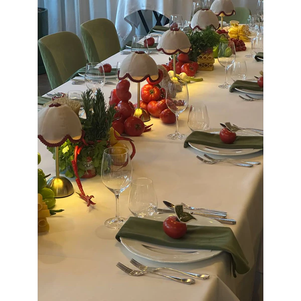 Лампа Дом Цветочек, золото + бежевый велюр + бордовая тесьма - Фото 3