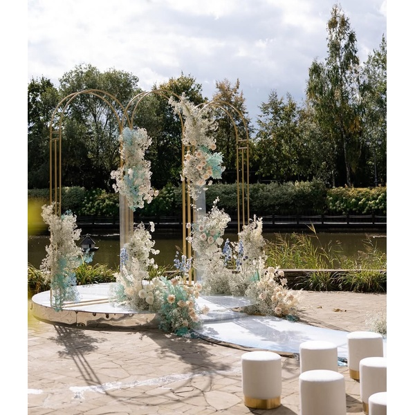 Пуф Цилиндр Золотой обод, молочный велюр - Фото 8