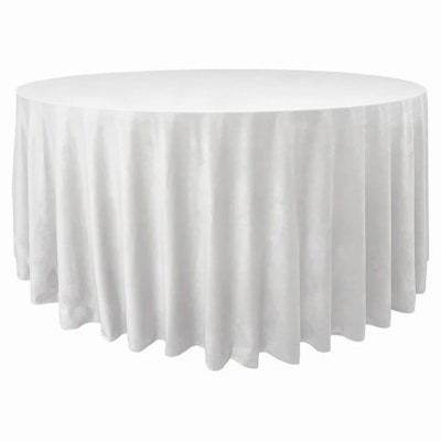 Скатерть велюр, круглая, белоснежная