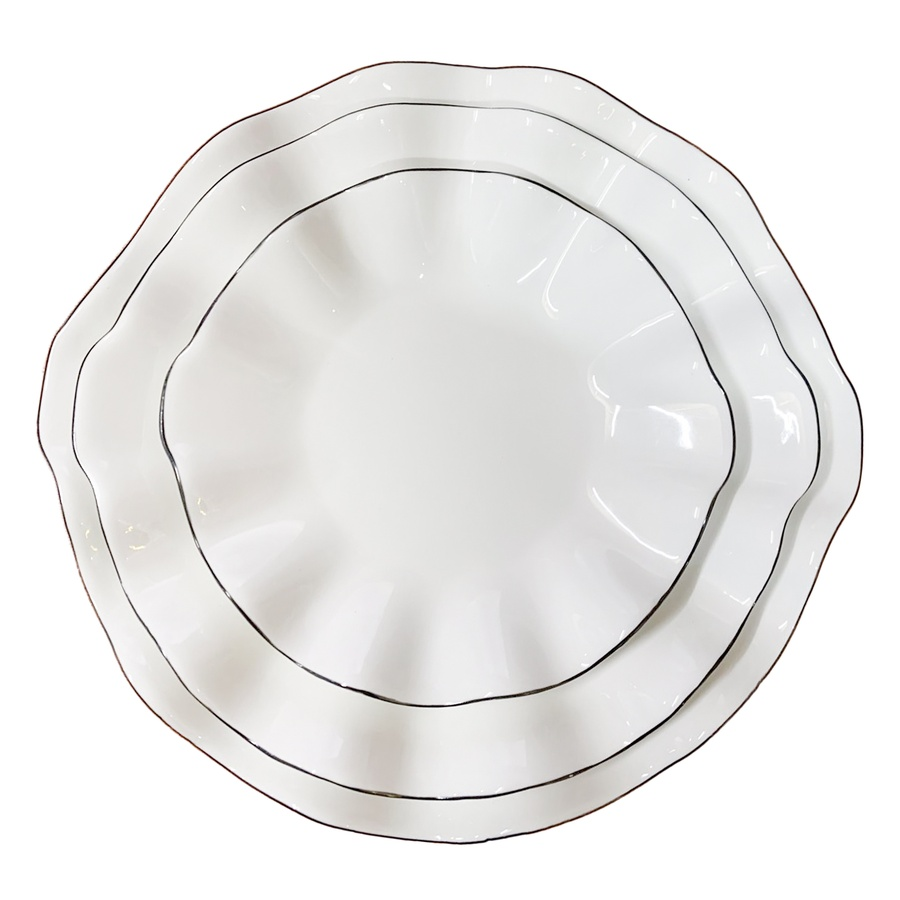 Сервировочная тарелка Лотос с черной каймой - Фото миниатюра 2