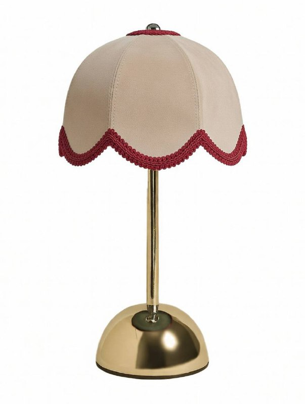 Лампа Дом Цветочек, золото + бежевый велюр + бордовая тесьма