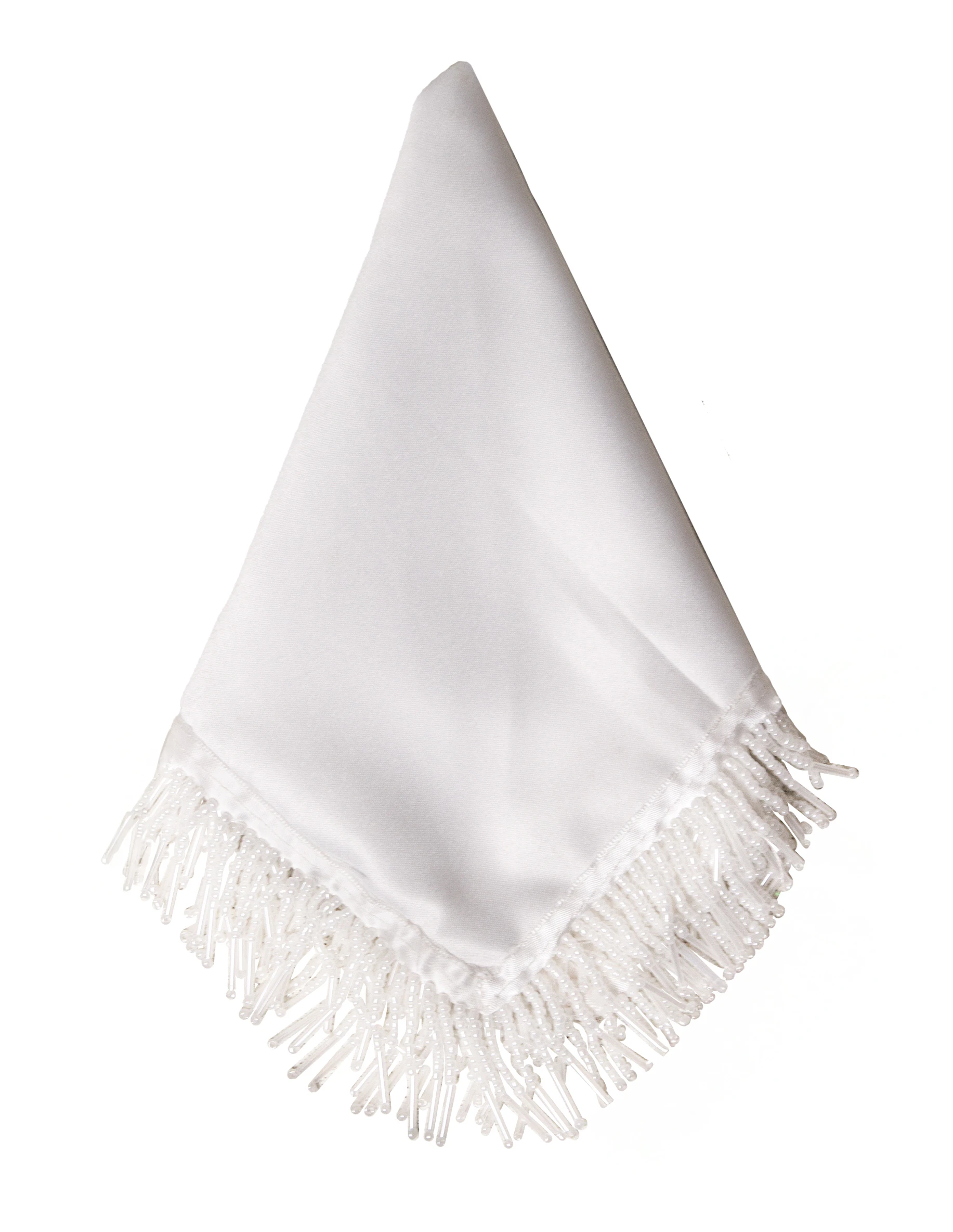 Салфетка Сатин Премиум, белая с бисером