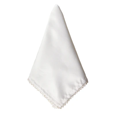 Салфетка Сатин Премиум, белая с бусинами
