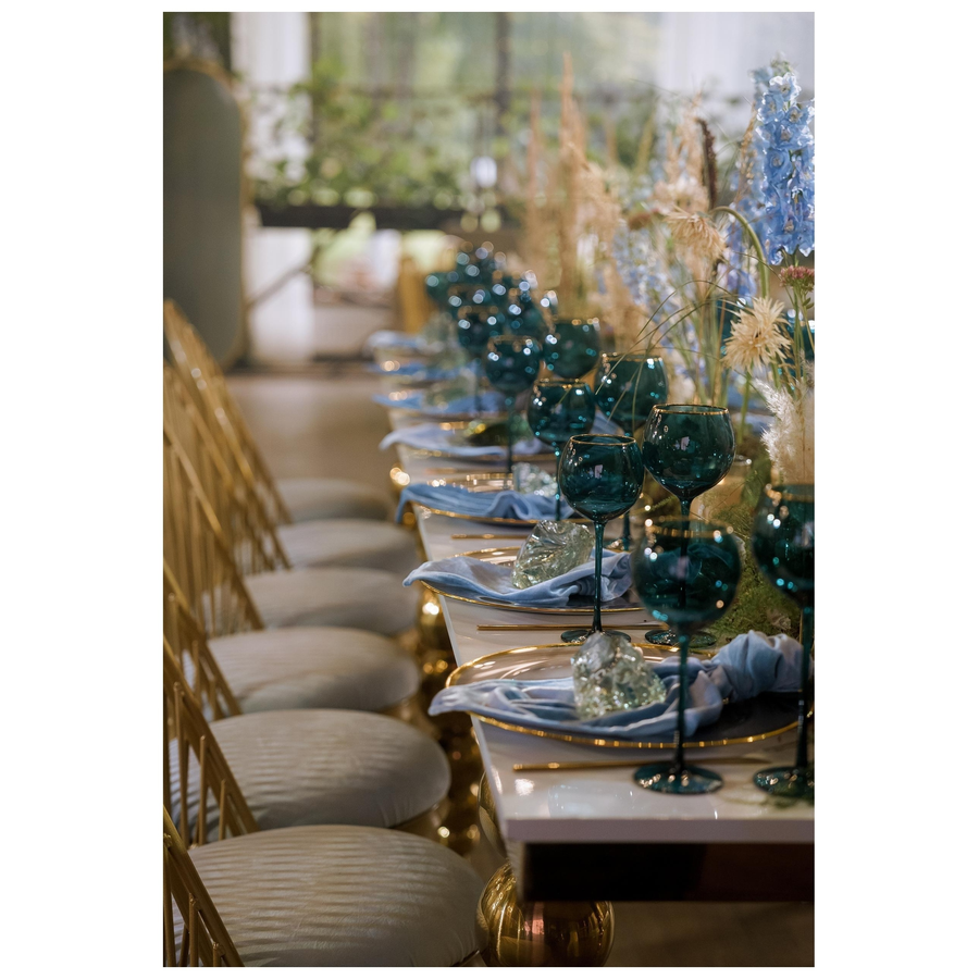 Бокал Сирен Л синий с золотой каймой - Фото миниатюра 5