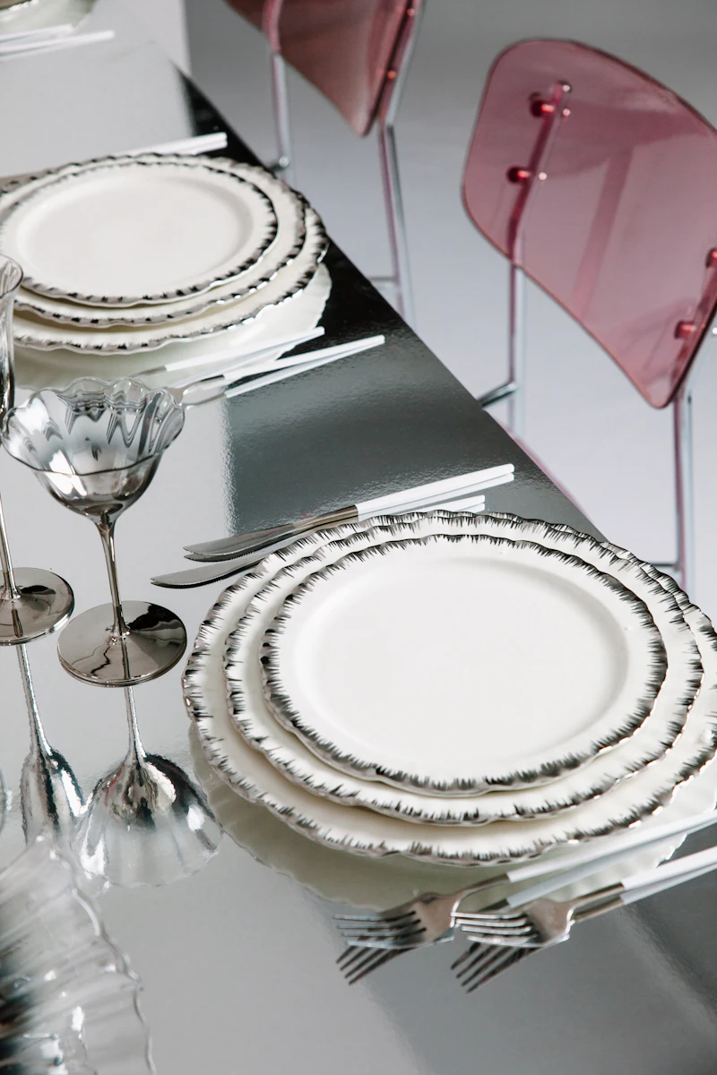 Сервировочная тарелка Подсолнух Серебро