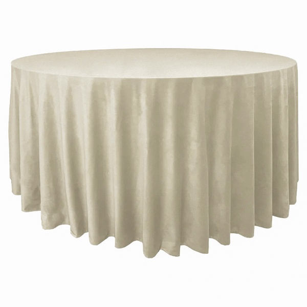 Скатерть велюр, круглая, песочная ХЛ