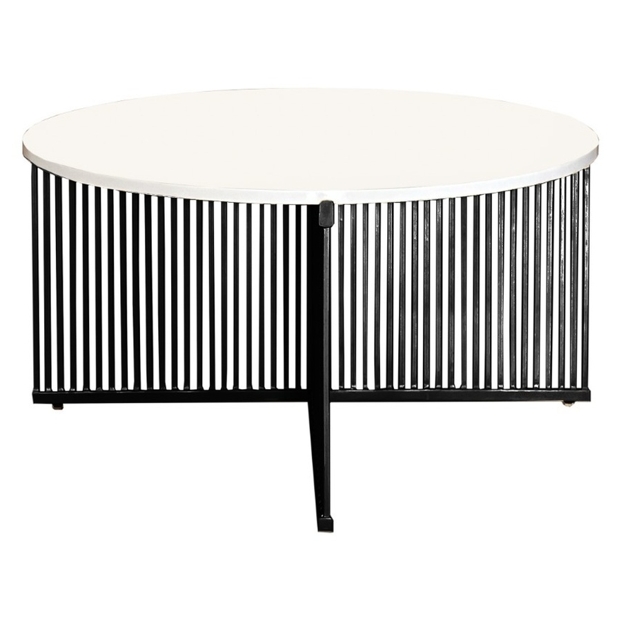 Журнальный столик Шреддер с круглой столешницей, черный цвет подстолья - Фото миниатюра 1