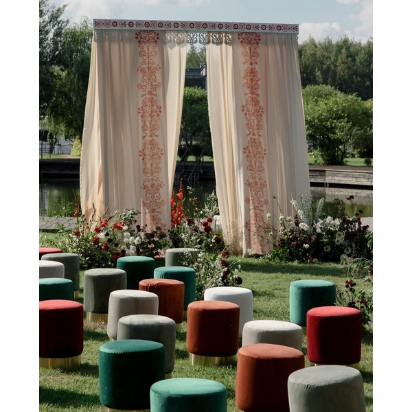 Пуф Цилиндр Золотой обод, эвкалиптовый велюр - Фото 5