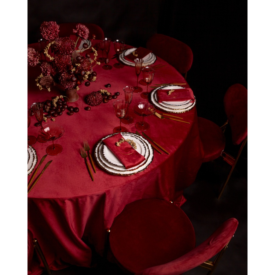 Скатерть велюр, круглая, пьяная вишня - Фото миниатюра 2
