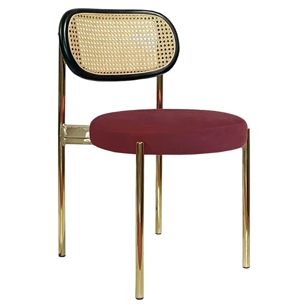 Стул Модерн Золото, Ротанг в черной раме + Бордо