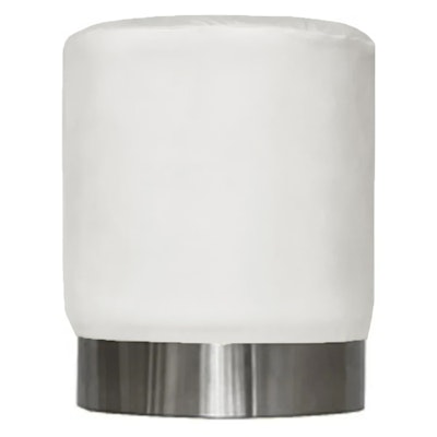 Пуф Цилиндр Серебряный обод, белоснежный велюр