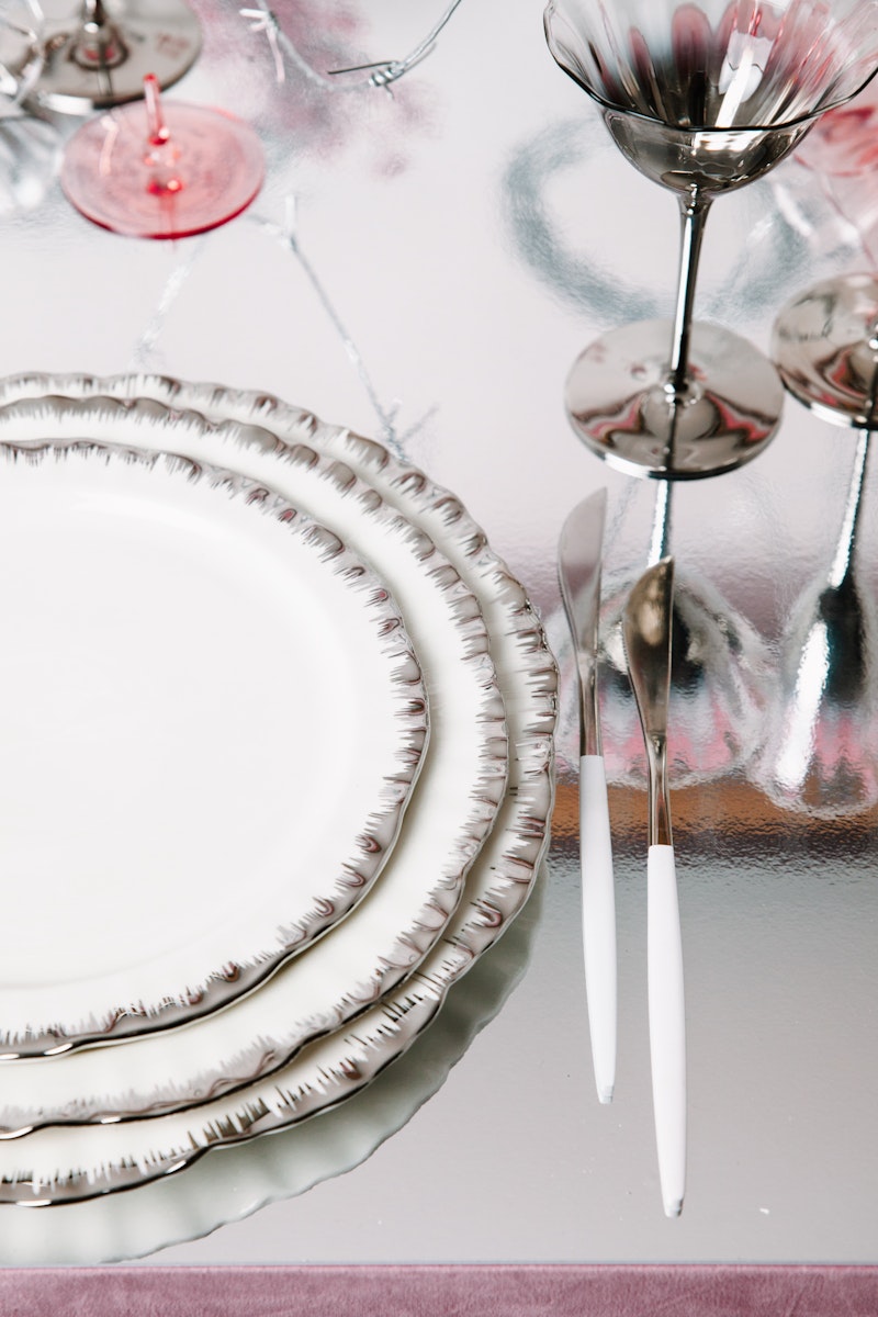 Сет порционных тарелок Подсолнух Серебро