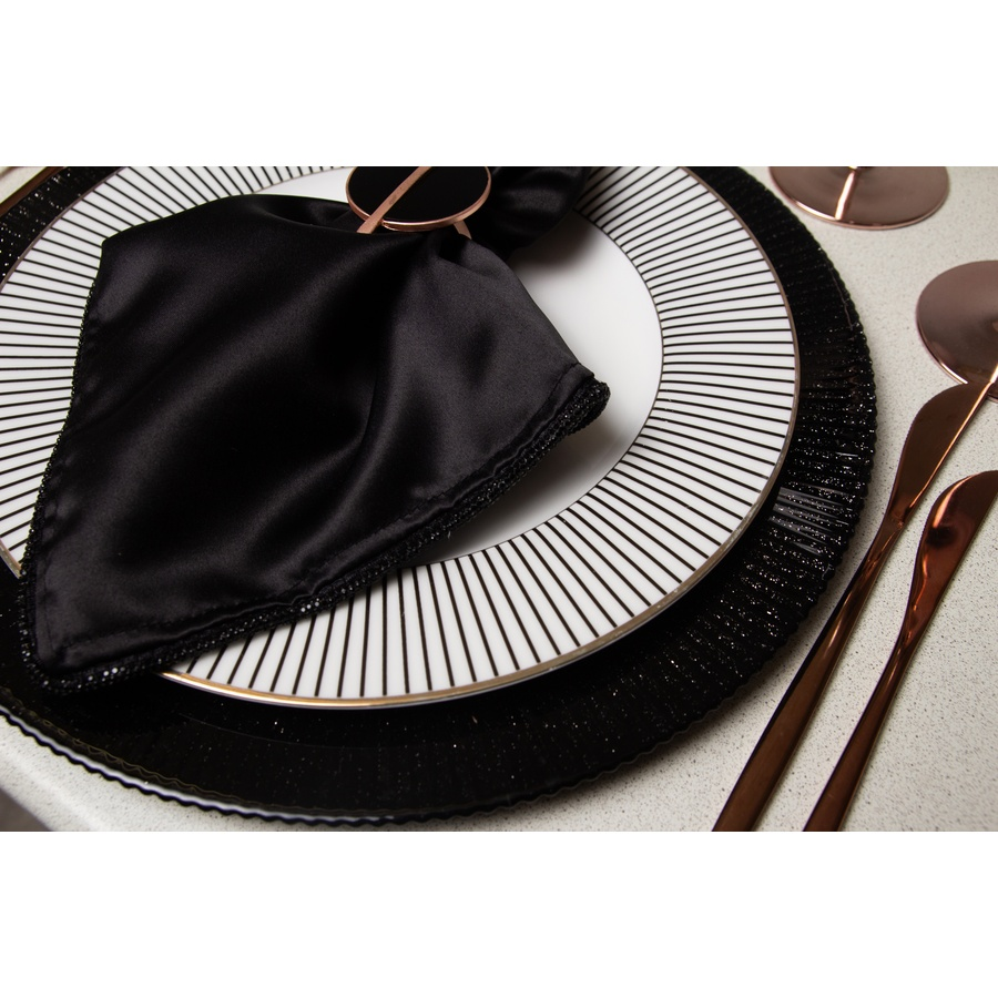 Салфетка Сатин Премиум, черная с бусинами - Фото миниатюра 4