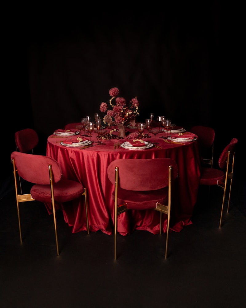 Скатерть велюр, круглая, пьяная вишня