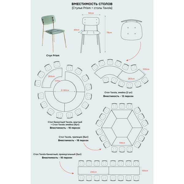 Стол Тавола, змейка шириной 100 см, 1 модуль - изображение 8