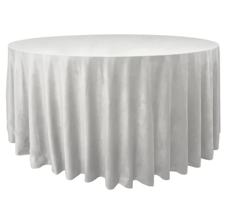 Скатерть велюр, круглая, молочная
