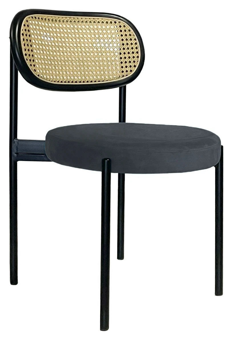 Стул Модерн Черный, Ротанг в черной раме + графит
