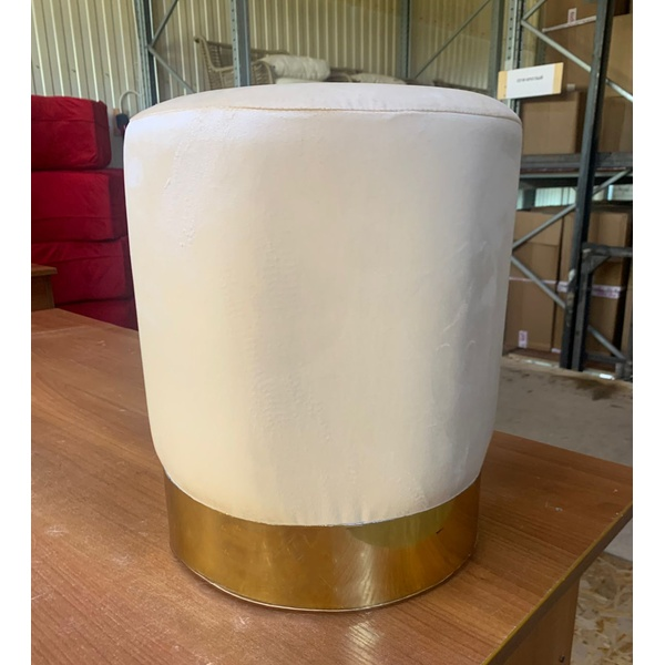 Пуф Цилиндр Золотой обод, песочный велюр. - Фото 4