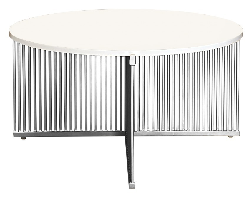 Журнальный столик Шреддер с круглой столешницей, серебряный цвет подстолья