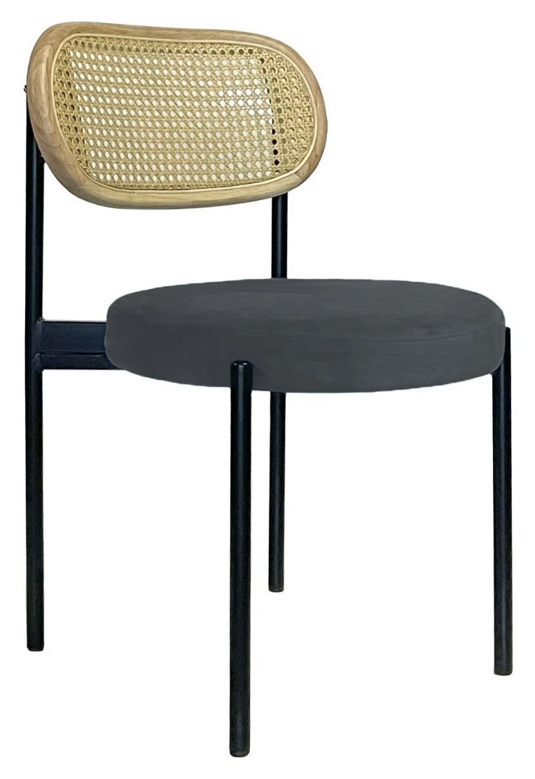 Стул Модерн Черный, Натуральный ротанг + графит