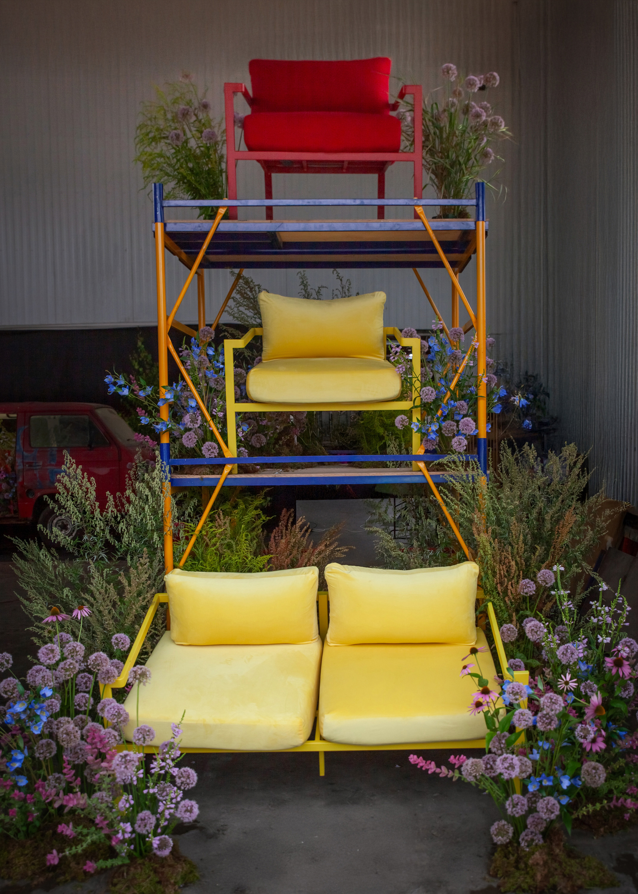 Кресло Хагги, Красный бархат + Красный Тедди