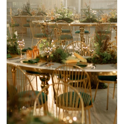 Стол-змейка-80, золотой, столешница белый МДФ, 1 модуль - изображение 9