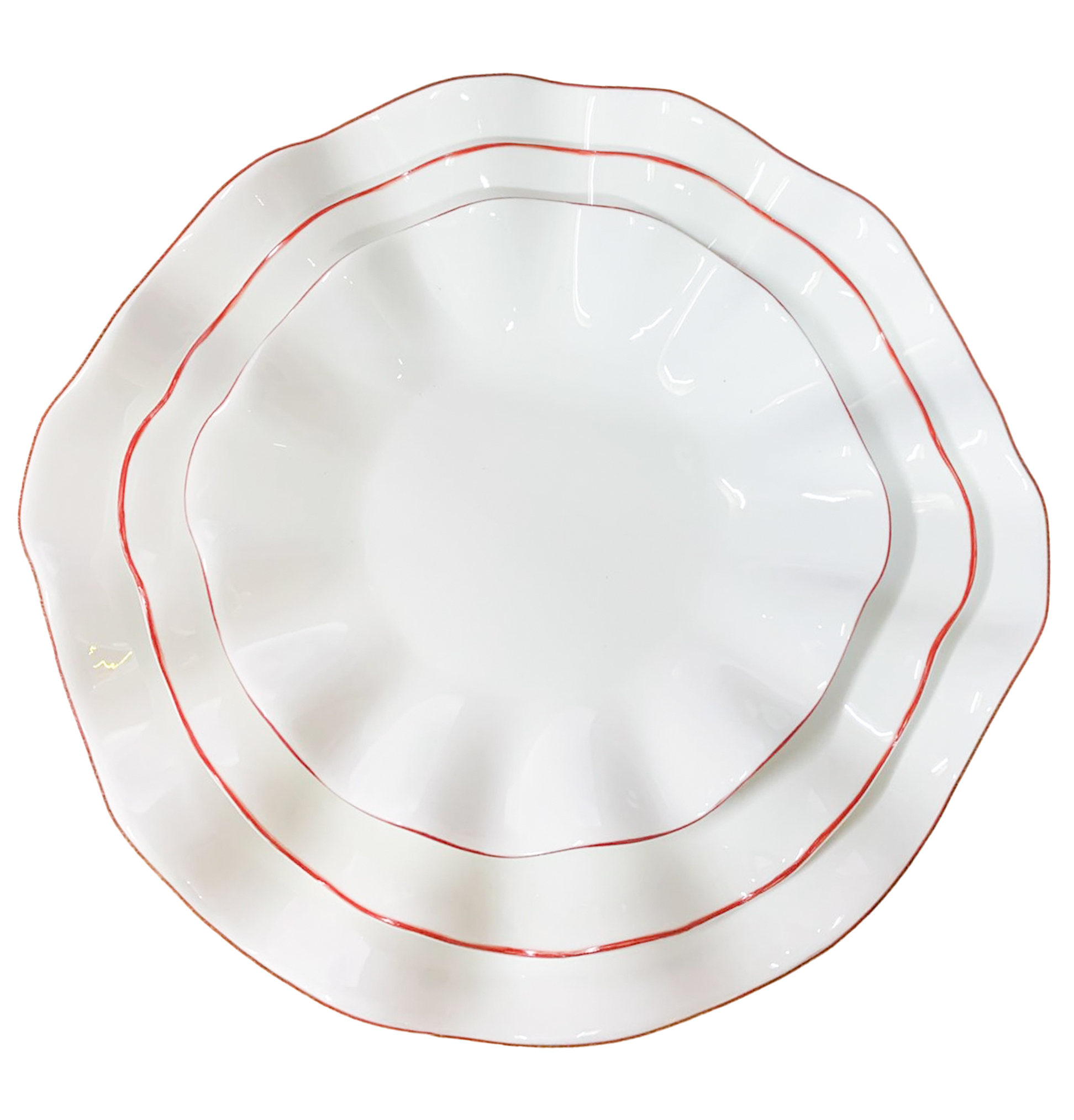 Сервировочная тарелка Лотос с красной каймой - Фото миниатюра 2