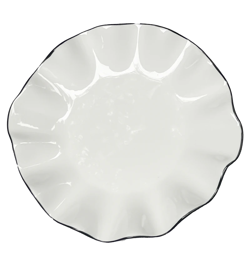 Сервировочная тарелка Лотос с черной каймой