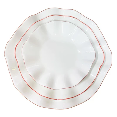 Порционная тарелка Лотос с красной каймой С - изображение 2
