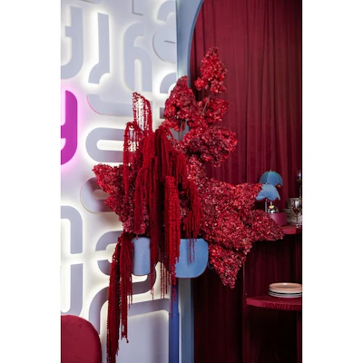 Комплект Стол "Да,капитан" Твист Черничный йогурт + Голубой с бордовым кантом, велюр - изображение 2