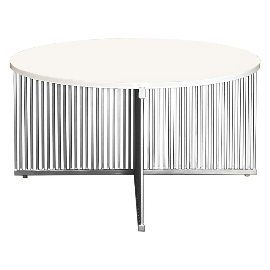 Журнальный столик Шреддер с круглой столешницей, серебряный цвет подстолья - Фото основное 1