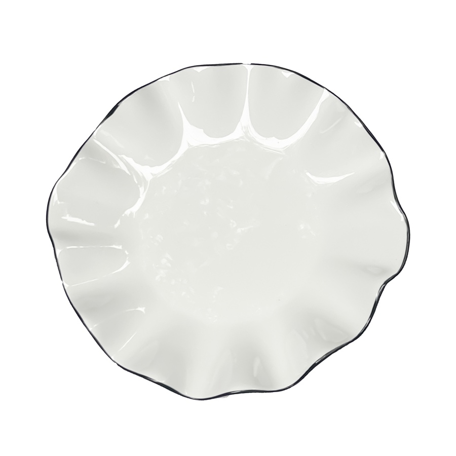 Порционная тарелка Лотос с черной каймой М - Фото миниатюра 1