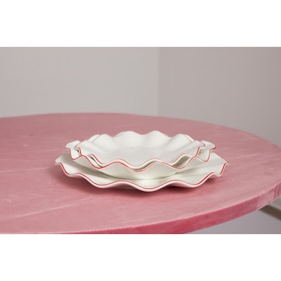 Сет порционных тарелок Лотос с красной каймой - изображение 2