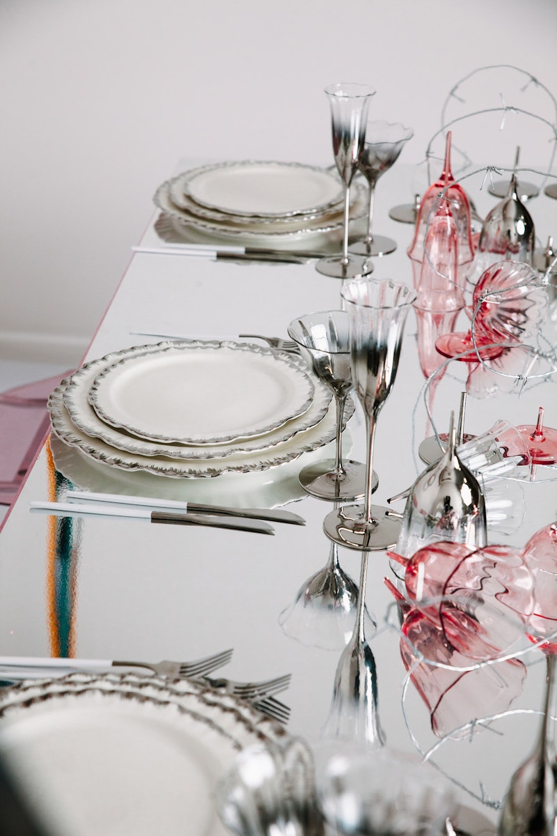 Сет порционных тарелок Подсолнух Серебро