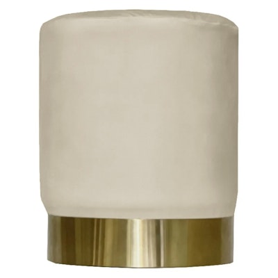 Пуф Цилиндр Золотой обод, песочный велюр.