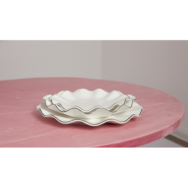 Порционная тарелка Лотос с черной каймой М - Фото 5