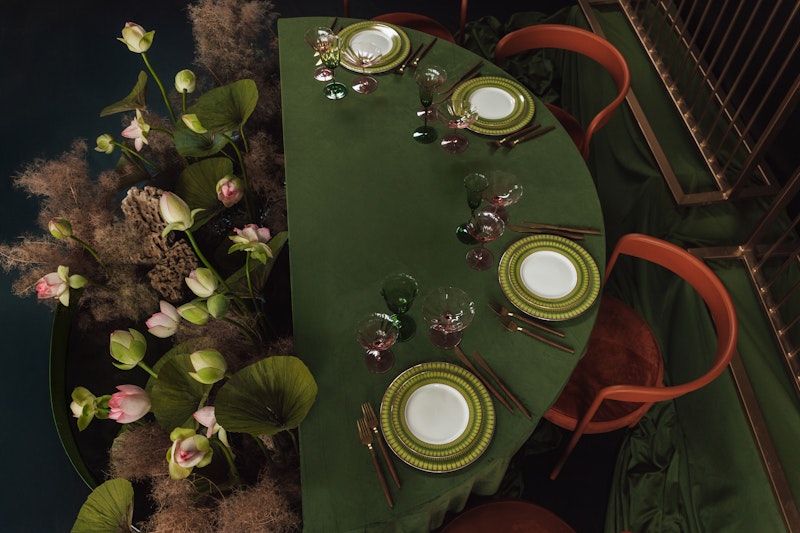 Скатерть велюр, круглая, матча