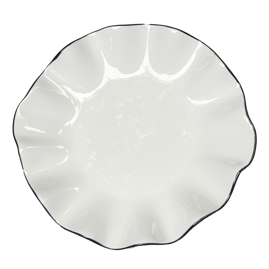 Сервировочная тарелка Лотос с черной каймой - Фото миниатюра 1