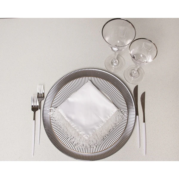 Салфетка Сатин Премиум, белая с бисером - Фото 2