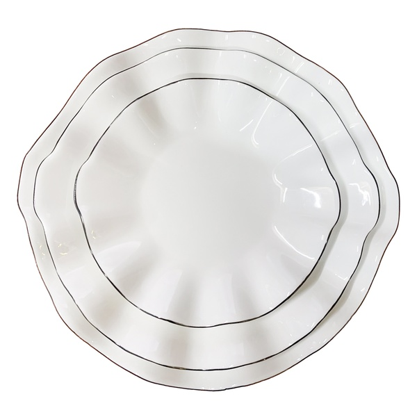 Порционная тарелка Лотос с черной каймой С - Фото 3