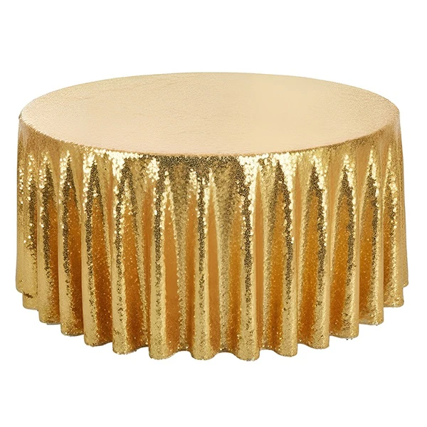 Скатерть с пайетками, круглая, золотая - Фото 1
