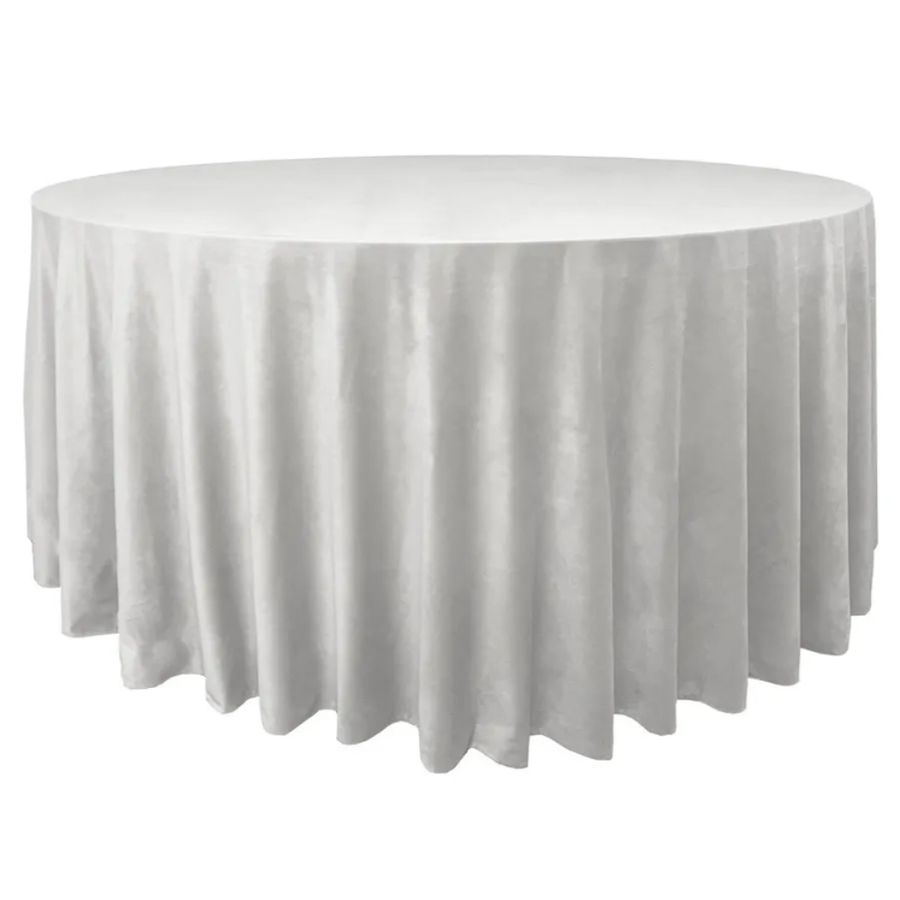 Скатерть велюр, круглая, молочная ХЛ - Фото миниатюра 1